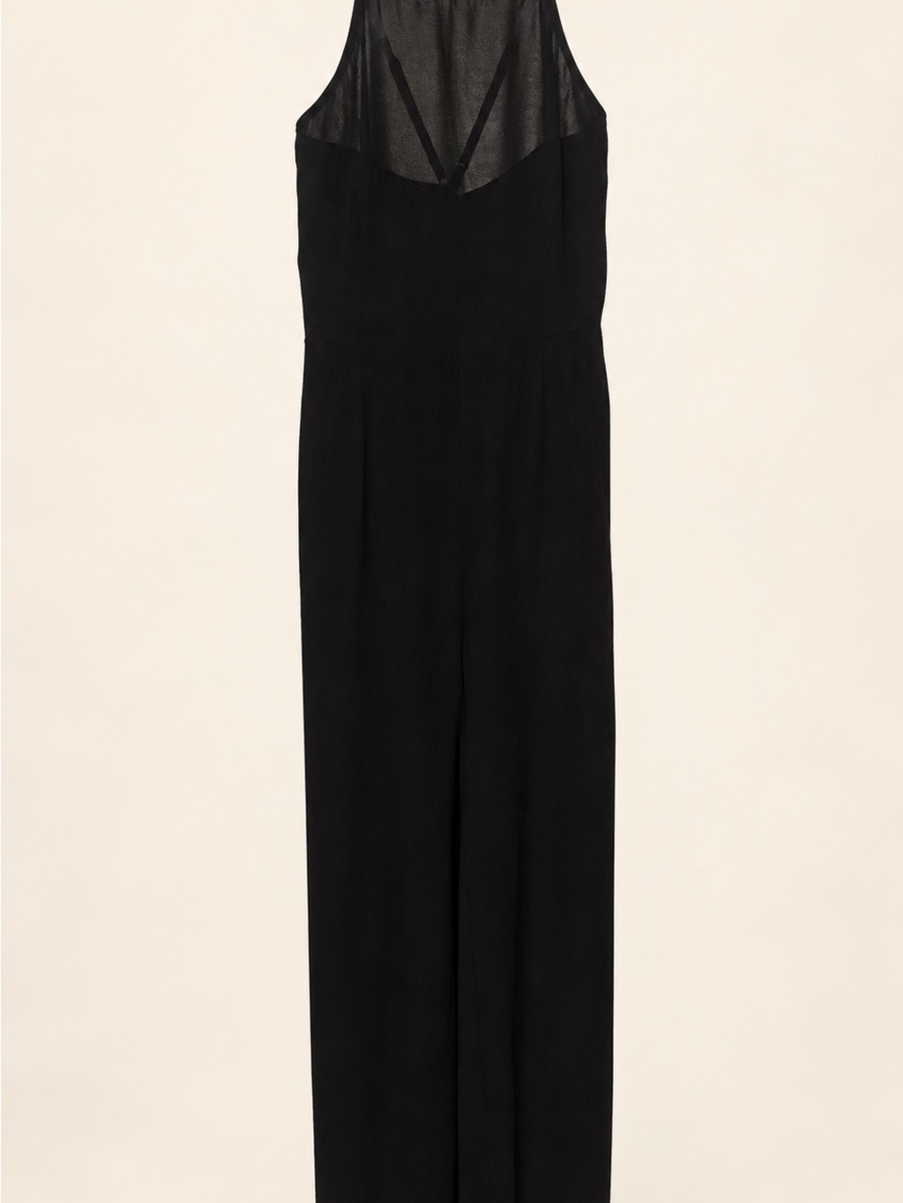 entro Black Sleeveless Jumpsuit with Sheer Mesh Yoke